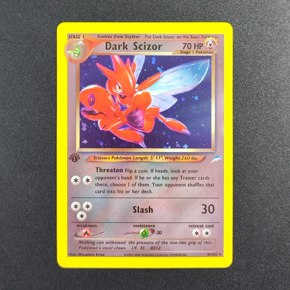 

Коллекционная карта DIY Pokemon TCG Pocket Card 2000 P.M Dark Scizor 9 Super Rare, классическая аниме-карта для игры, игрушка