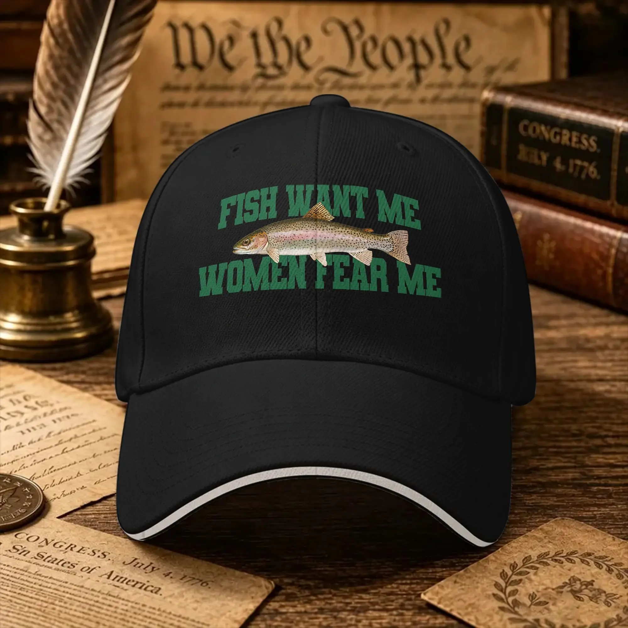Fish Want Me Women Fear Me Meme () Baseball Cap  y2k Cool Hip Hop Hats Summer Men Adult Outdoor Sport Snapback Cap