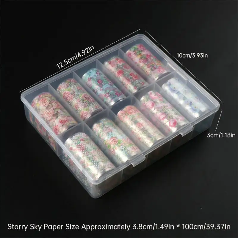 10 Rolls Flower Rose Nail Foils Set for Nail Transfer Paper with Butterfly Floral Sliders for Professional Nail Art Salon Use