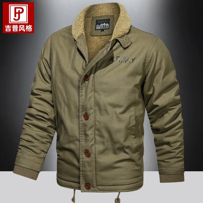

Wind-Resistant Quality Cotton Jacket Fashion Casual Style Zipper Outwear Roupas Masculinas Solid Color Thickened Warm Down Coat