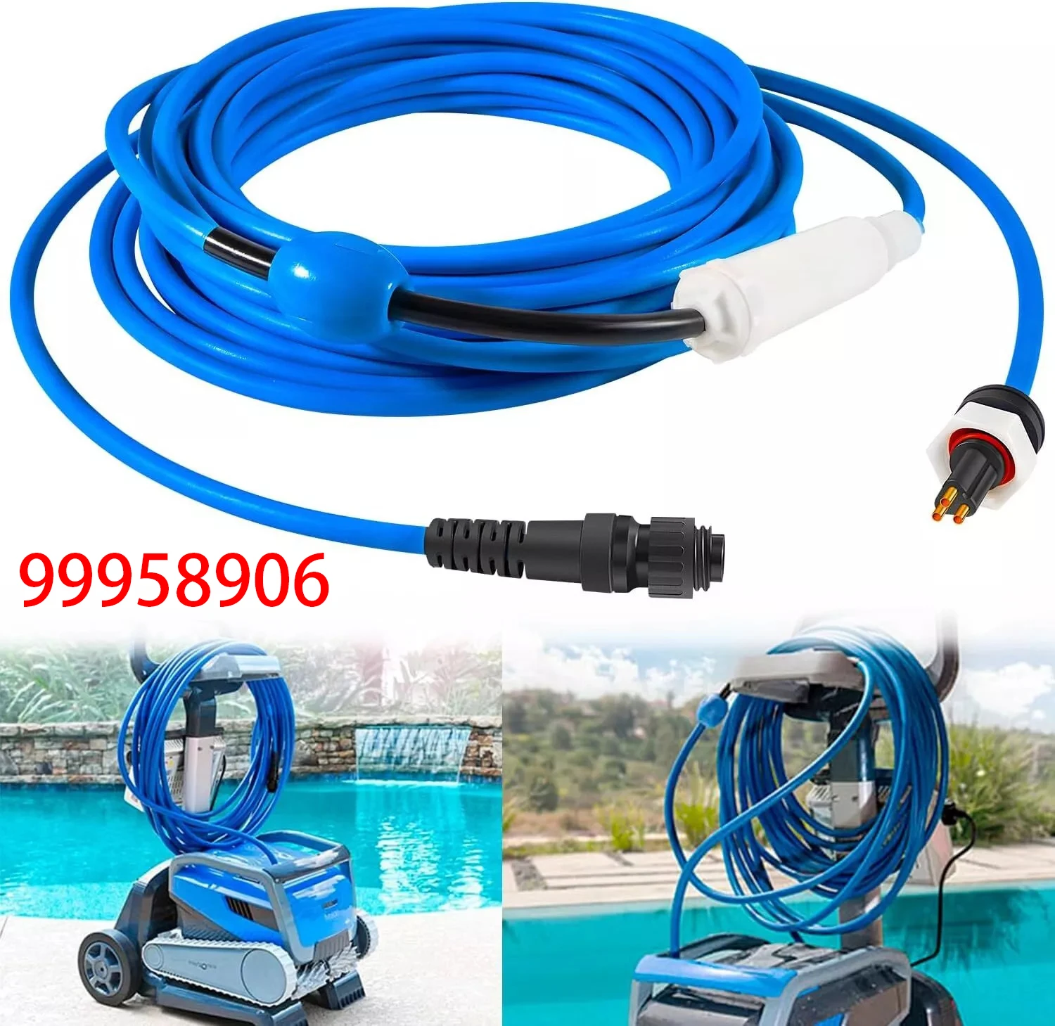 MX 99958906 DIY Cable and Swivel 3 Wire for Dolphin Robotic Pool Cleaners Active 30, 30i, 40, S300i, S400, T45, T55i