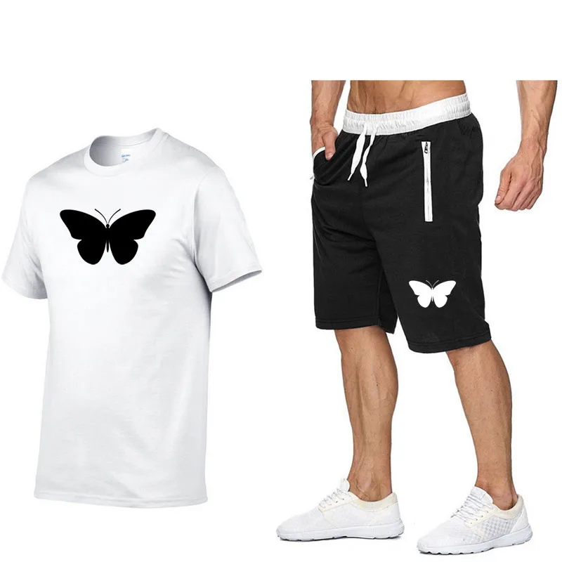 

2025 Cotton Short Sets Men Two Pieces Set Mens Sweatsuit Summer Cotton Tshirt Short Sets Jogging Sport Suit Joggers Sportsweat