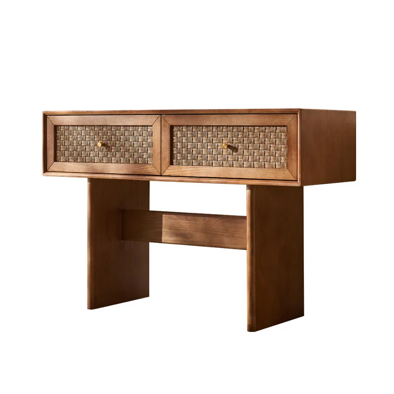 

Nordic rattan creative locker retro solid wood dining side cabinet B & B hotel desk household entrance cabinet storage cabinet