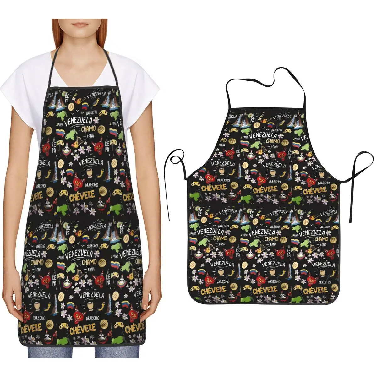 Arepas Venezuela Aprons Chef Cooking Cuisine Tablier Bib Kitchen Cleaning Pinafore for Women Men Painting