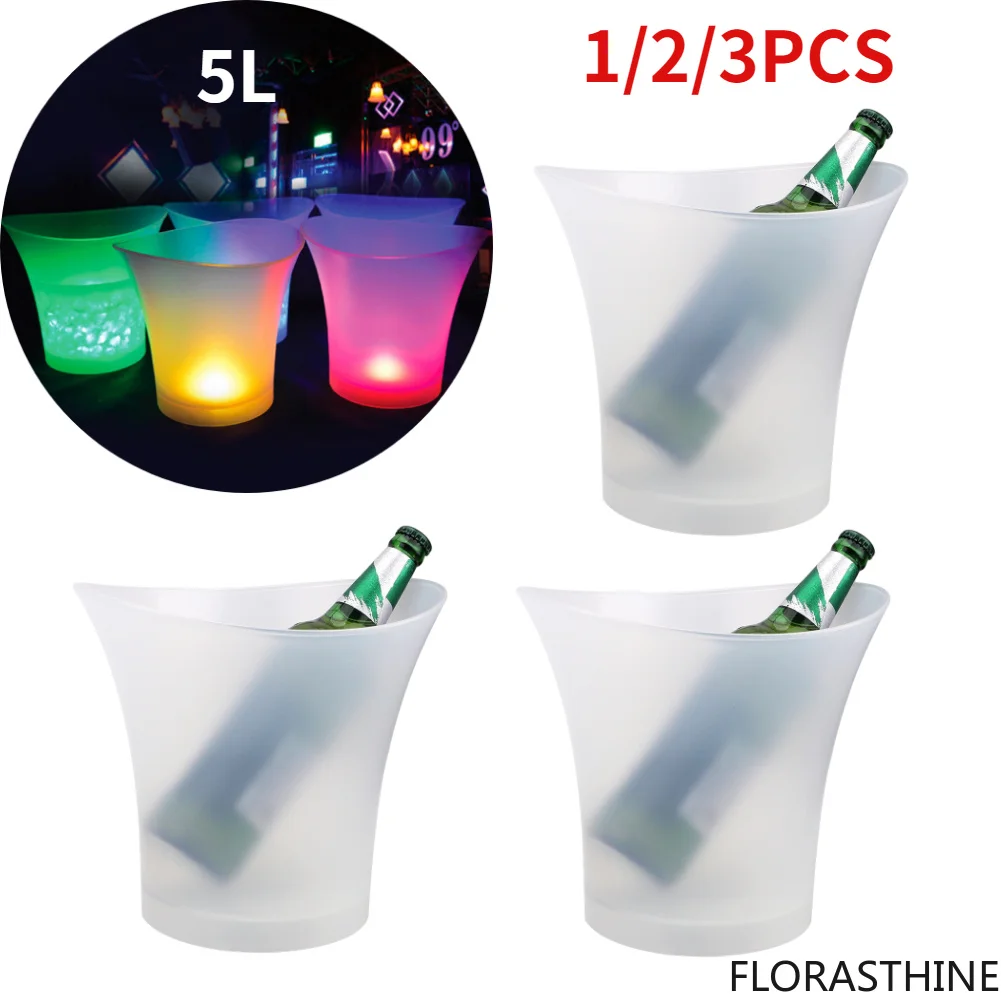 3pcs 1/2/ 5L Colorful LED Light Up Waterproof Plastic LED Bucket Ice Champagne Beer Bucket Bars Nightclubs Bars Night Party