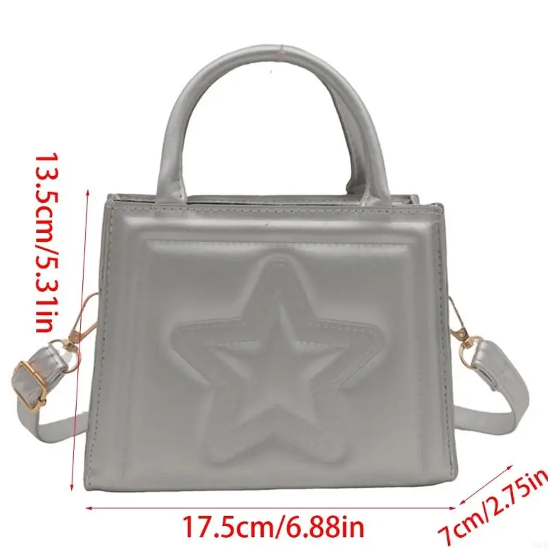 

Women Star Embossed Shoulder Bag Top Handle Bag Large Capacity Crossbody Bag Small Square Bag PU Leather Handbag