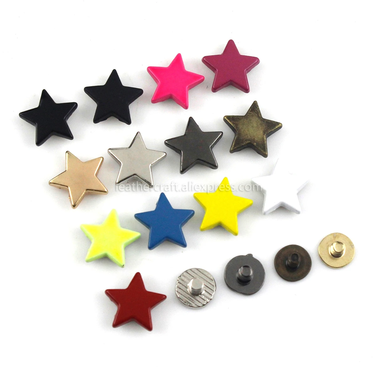 10pcs Metal Stars Rivets with Screw Punk Screwback Studs More Color Bag Clothing Garment Shoes Hat Leather Belt DIY Decor