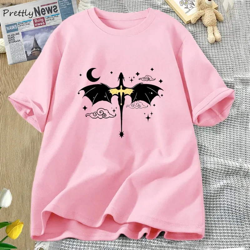 Dragon Rider Tee Fourth Wing Basgiath War College T Shirt Women Cotton Short Sleeve Book Lover Bookish T-shirt Dark Academia