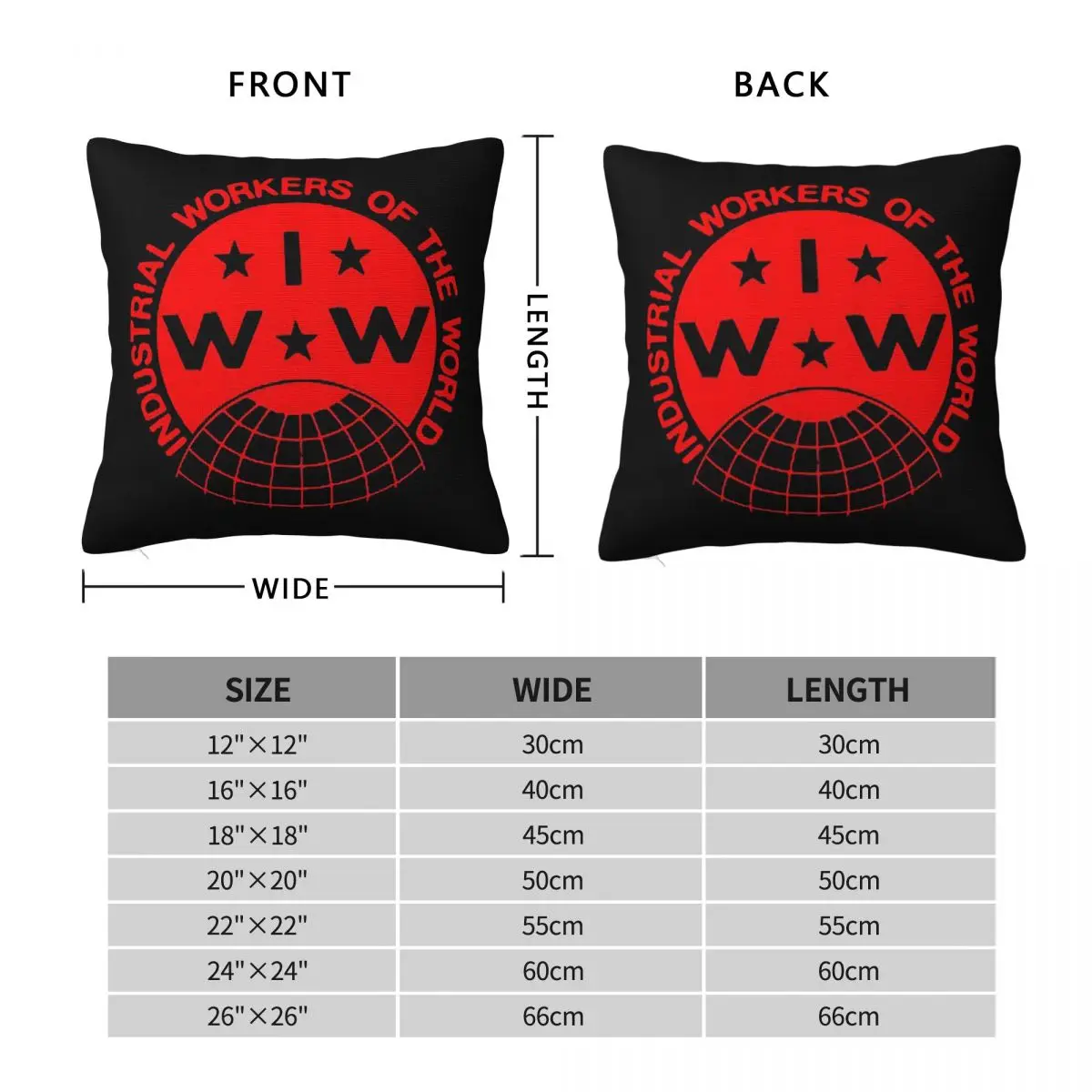 Industrial Workers Of The World Iww Square Pillowcase Pillow Cover Polyester Cushion Comfort Throw Pillow for Home Living Room