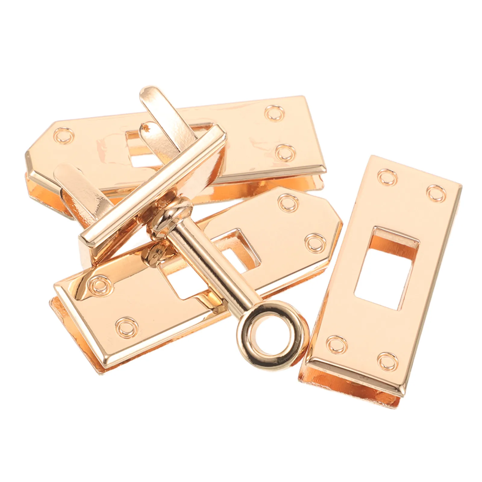 1Set Mini Purse Turn Lock Clasp Light Gold Thickened Rectangular Twist Lock Bag Hardware Kit DIY Handbag Purse Making