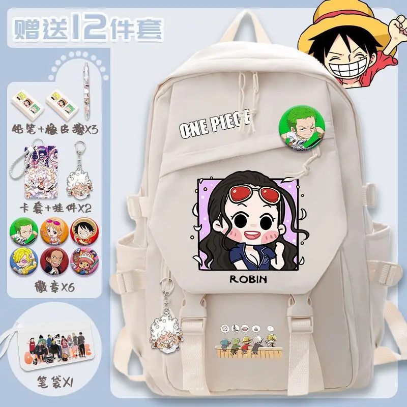 One Piece Cartoon New Student Schoolbag Large Capacity Stain-Resistant Lightweight Shoulder Pad Waterproof Backpack