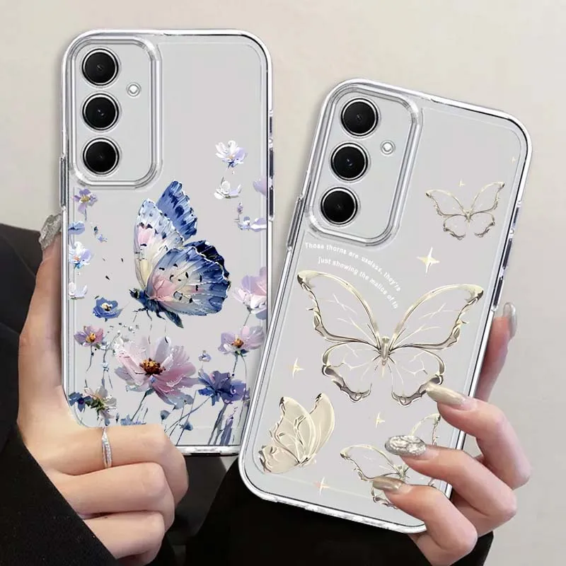 

Beautiful Butterfly Pattern Phone Case For Samsung Galaxy Note 20 10 F12 M23 F23 M14 F15 M54 M55 Ultra Plus 5G Transparent