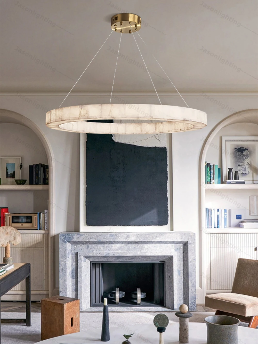 Dimmable LED Natural Marble Pendant Light Alabaster