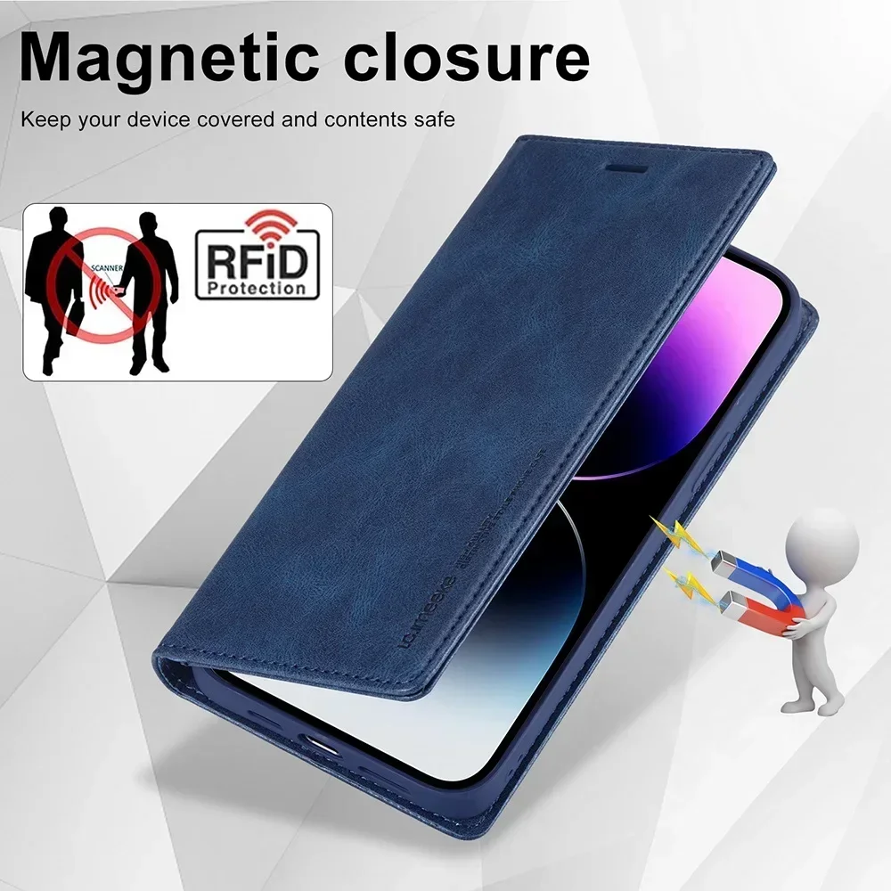 More Durable Leather Case for iPhone 14 13 12 11 Pro XS Max Mini XR 8 7 Plus SE 2022 2020 Magnetic Flip Cover Rfid Protection