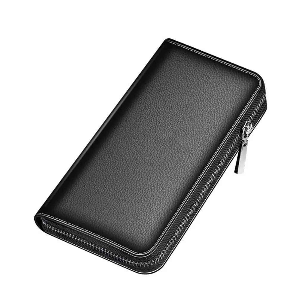 New PU Leather Long Wallet Zipper Large Capacity Coin Purse Card Holder Men