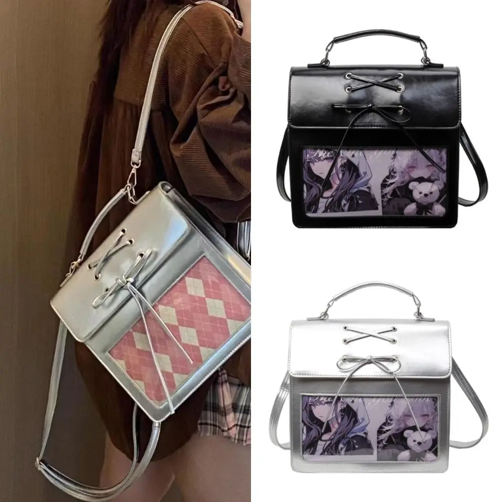 Japanese Style Transparent Pocket Ita Backpack Silver Harajuku Crossbody Bags Large Capacity Sweet Shoulder Bag Women