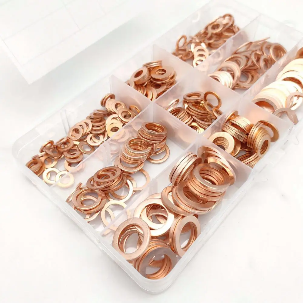 Copper Flat Washers Set Industrial Hardware Sealing Gaskets For Automotive Repair Mechanical Fastener Accessories