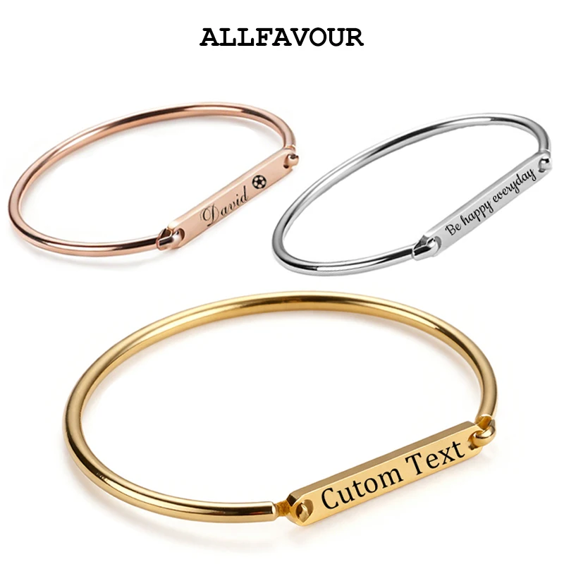 

Lume Personalized Custom Horseshoe Bangles Engraved Name Narrow Stainless Steel Classic Laser Bracelets Birthday Jewelry Gifts