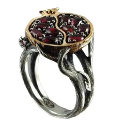 New creative personality garnet vine chic black ring popular fashion hand jewelry