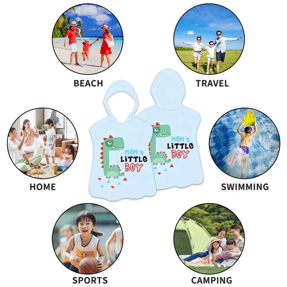 Jubah mandi anak, ponco handuk pantai bertudung motif kartun untuk berenang Super cepat kering untuk Ultimate