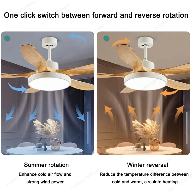 Nordic Minimalist Style LED Full Spectrum Ceiling Fan Light Restaurant Living Room DC Motor 42/52/60 Inch Five-blade Ceiling fan