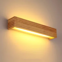 Wood LED Wall Lamp Bedroom Modern Wall Light Bedside Sconces Indoor Lighting Home Decor for Living Room Study Room Stairs