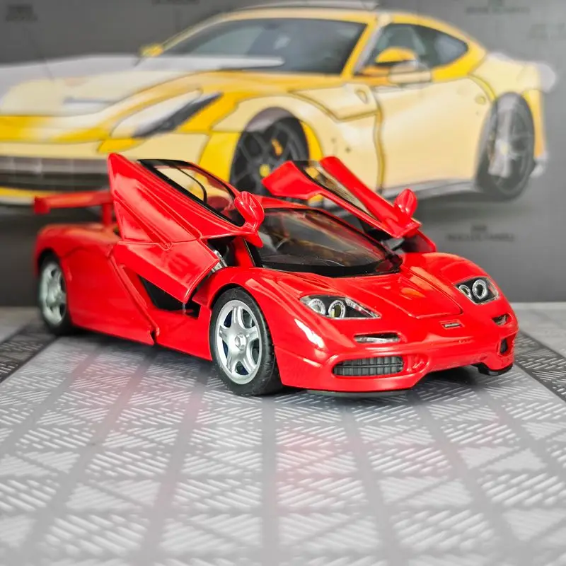 1:32 modelo de carro de liga f1 acústico-óptico puxar para trás portas de brinquedo infantil e capô tronco pode abrir detalhes ricos, acabamento fino