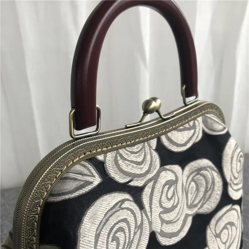 Original Handmade Rose Bag Vintage Fashion Bronze Shell Lock Bags Women Shoulder Bags Women\'s Handbags Purses