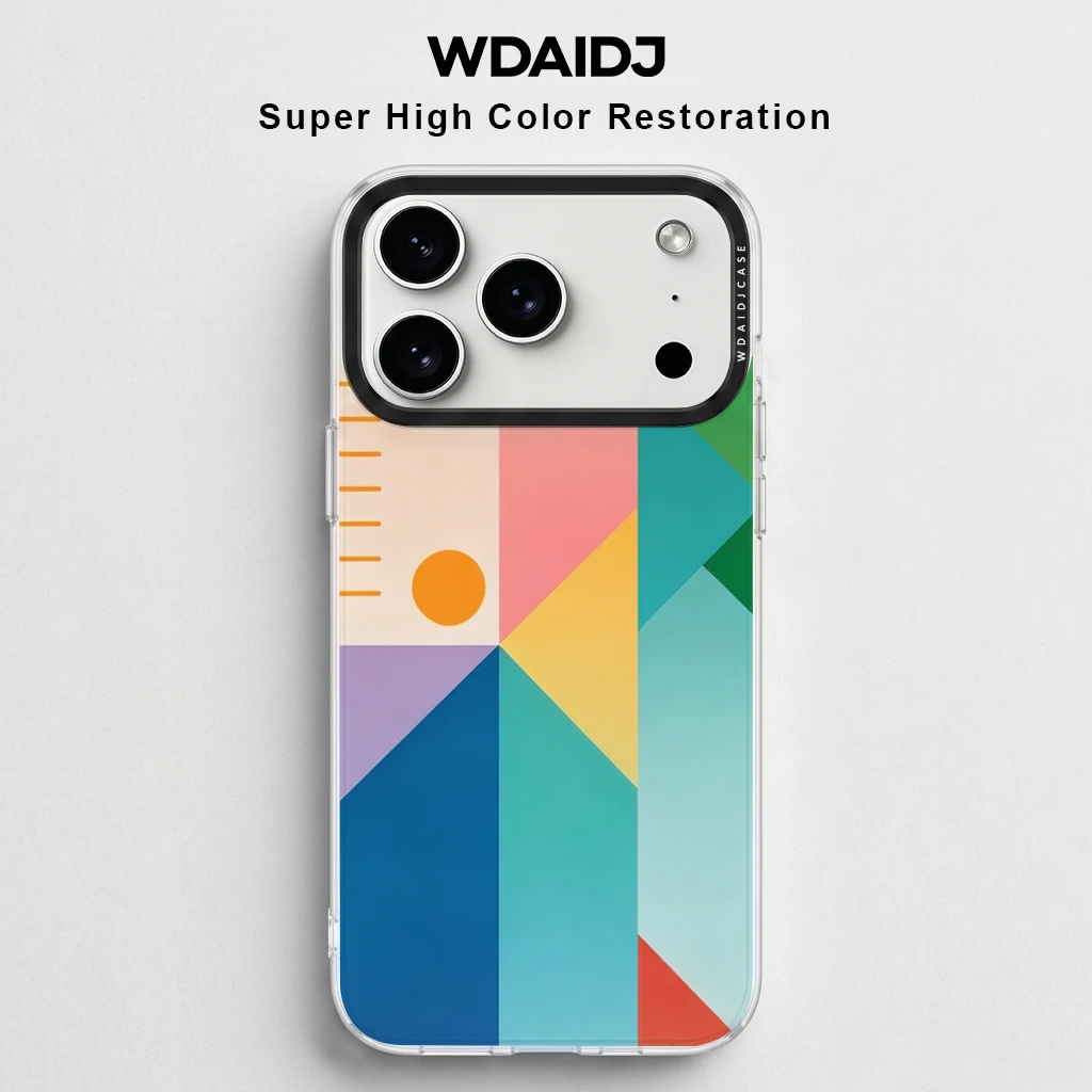 

Pastel Gradient Geometric Print Phone Case For iPhone 13 14 15 16 17 Anti Scratch Flexible Case In Minimalist Modern Style