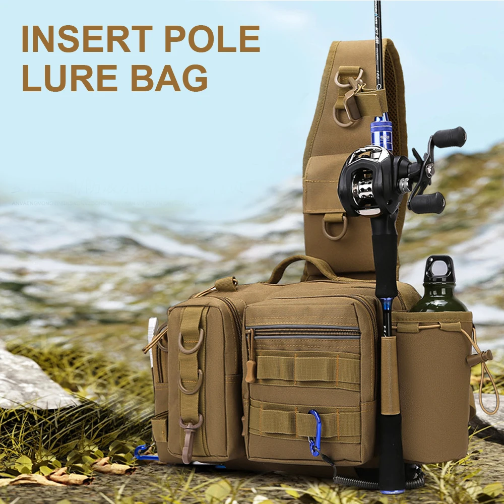 

Multi Functional Fishing Lure Bag, Wear Resistant Oxford Cloth Outdoor Sports Fishing Gear Storage Shoulder Waist Bag, B439