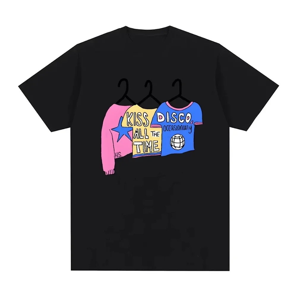 Kiss All The Time. Disco, Occasionally Greeting T-Shirt HighQuality HarryStyle Tee Summer Oversized Clothes Fashion Cotton Tops