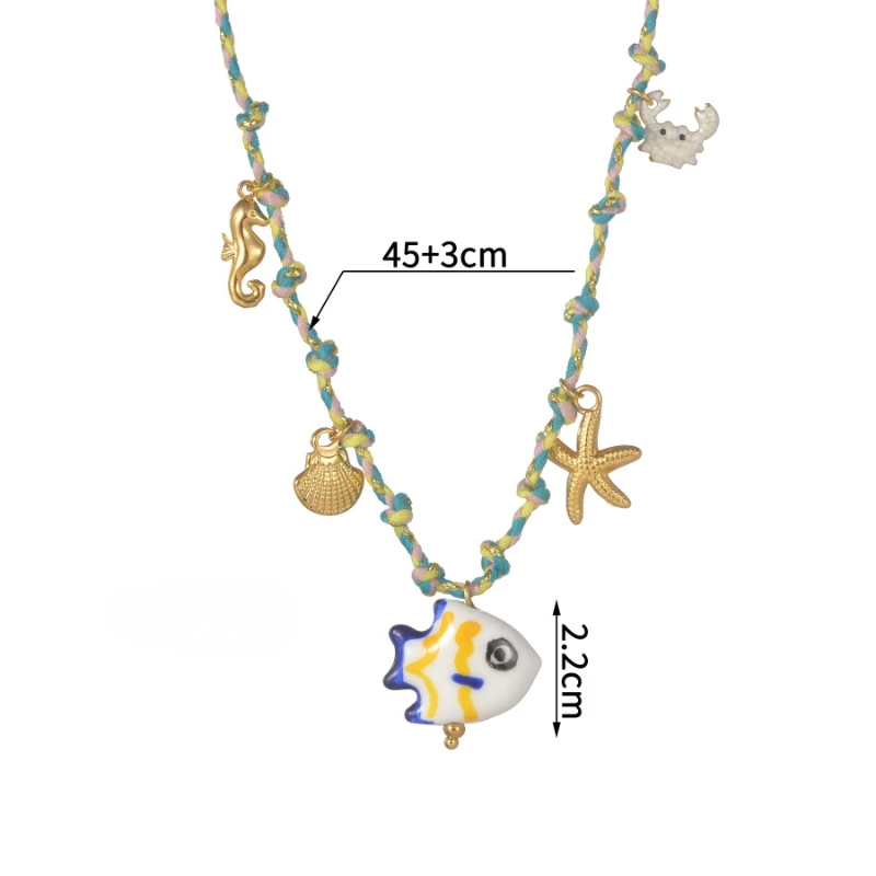 Tropische Fisch-Anhänger aus Edelstahl im Ozean-Stil, weiblich, personalisierte Mode-Halsketten, Charm-Schmuck, verblasst nicht – Detail 1