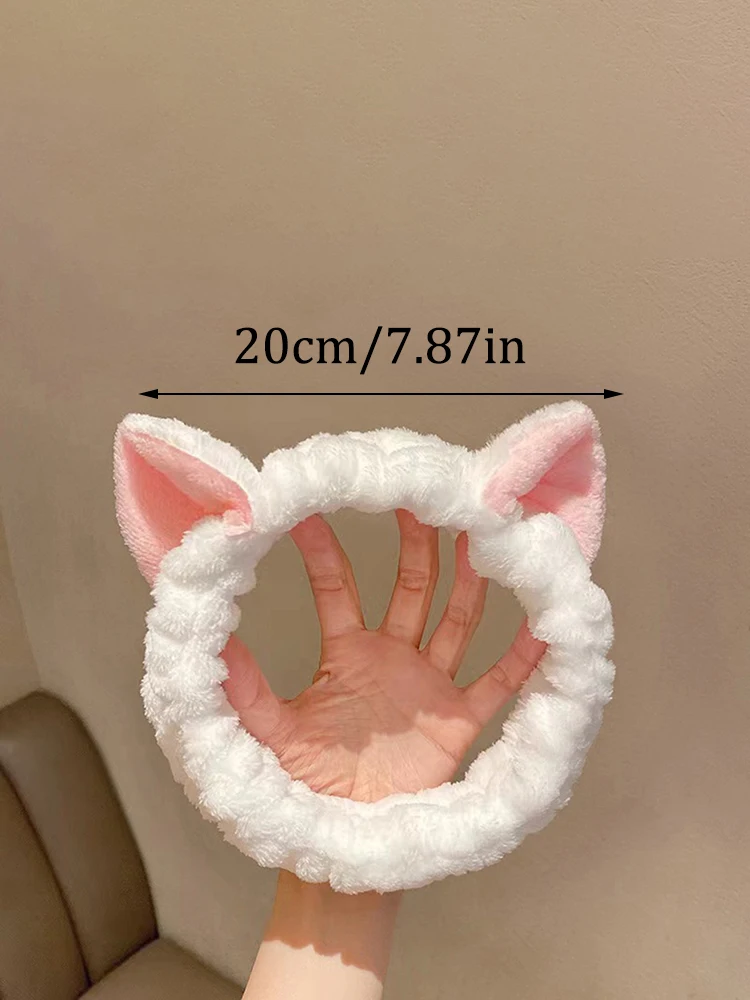 Haarband Katze Korallen Plüsch Stirnband Niedliche Weiche Haarschleife Stirnband Haarband Waschen Gesicht Make-Up Stirnband Verband Mädchen Zubehör – Detail 11