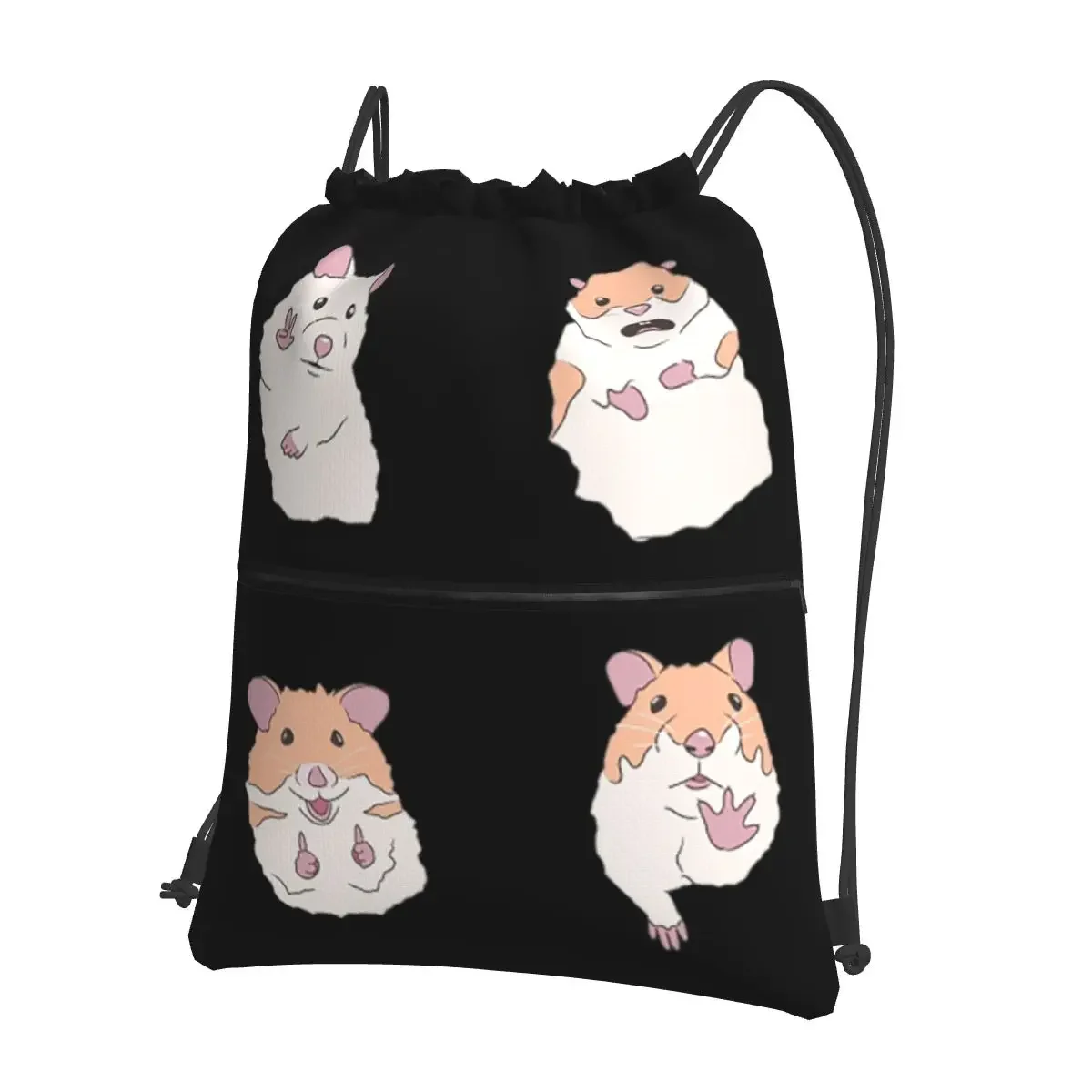 Hamster Meme Portable Backpacks Drawstring Bag Casual Drawstring Bundle Pocket Sundries Bags For Travel Sport Man Woman