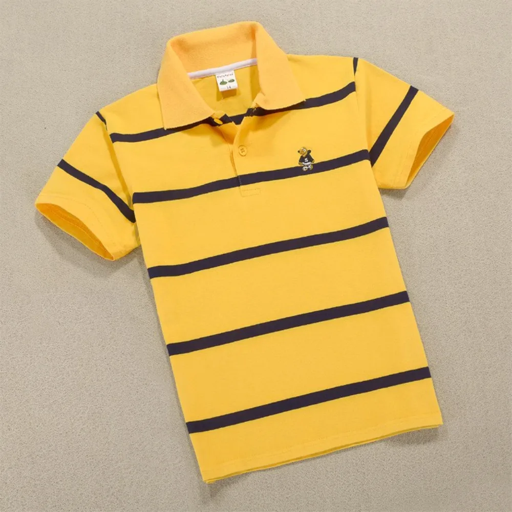 Boys Polo Tshirt Fashion Shirt Kids Clothes Cotton Toddler Tops Quality Summer Children Tee leisure 3-14 Years