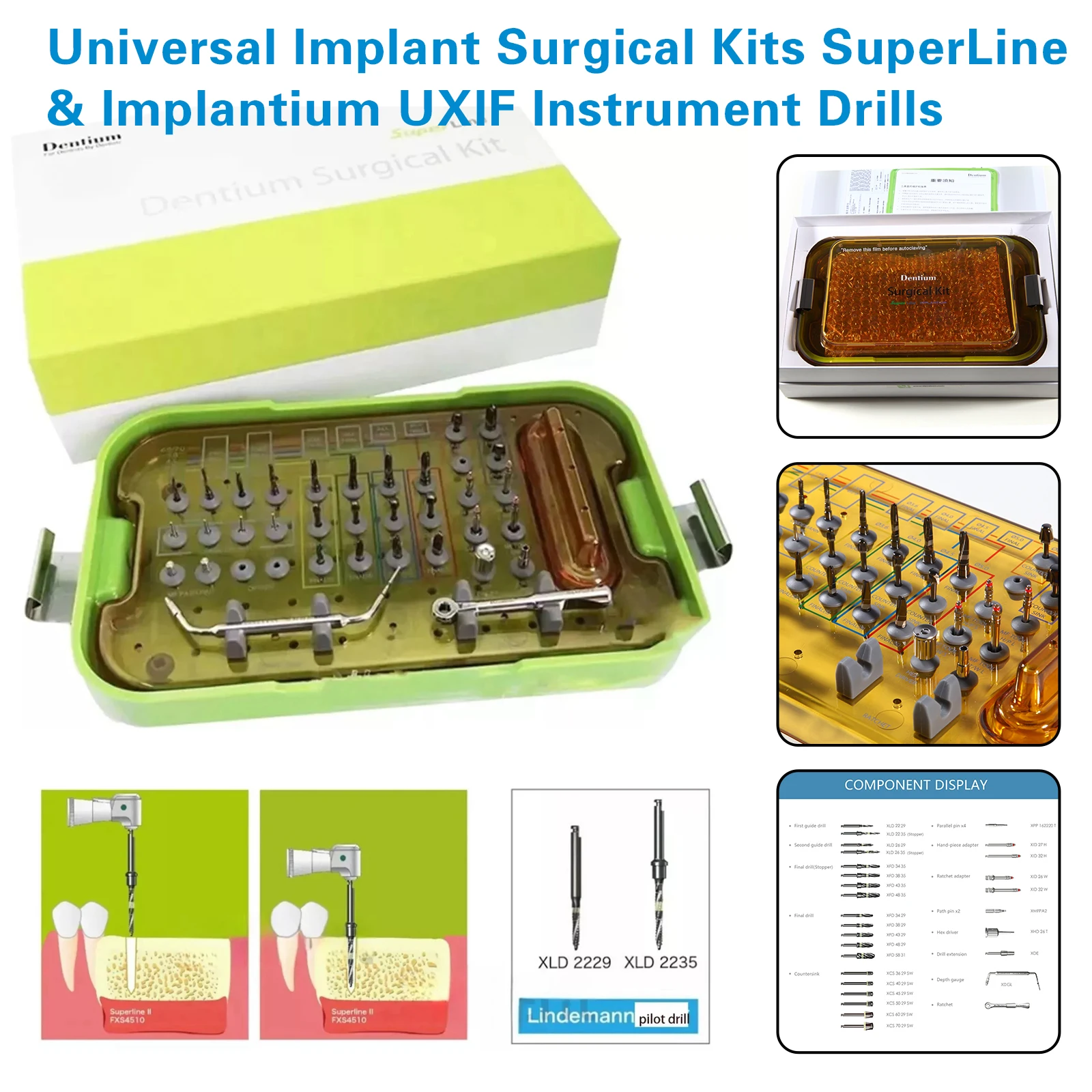 Surgical Kit SuperLine & Implantium UXIF Dental Implant Instrument Drill New