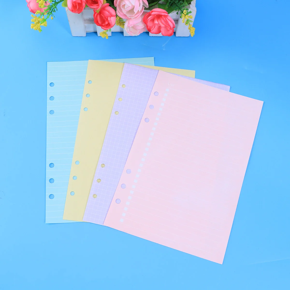 4 Pcs Refill Notebook Filler Paper Colored Six Binder Dividers A5 Loose Leaf Hole Punch School Office Writing Journal Note