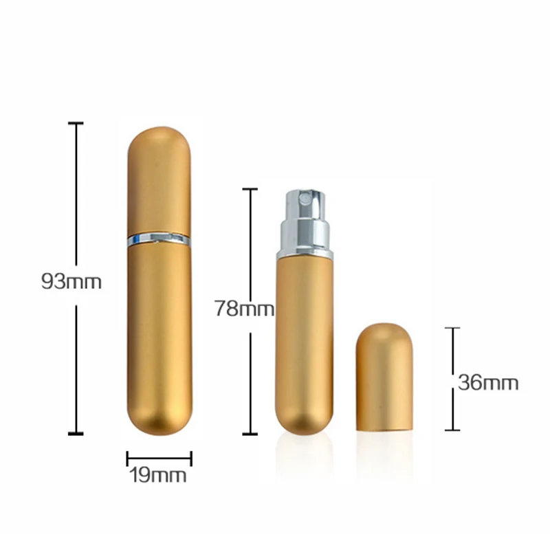 1PCS Fashion 5ml Portable Perfume Bottle Mini Aluminum Perfume Spray Bottle Travel Container Empty Atomizer Refillable Bottles