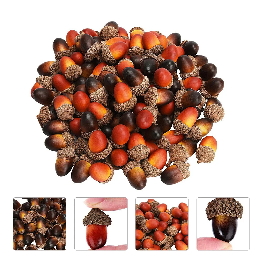 100 Pcs False Acorns Figurine Holiday Decorations DIY Accessories Dining Table Christmas Ornament Party Decorative