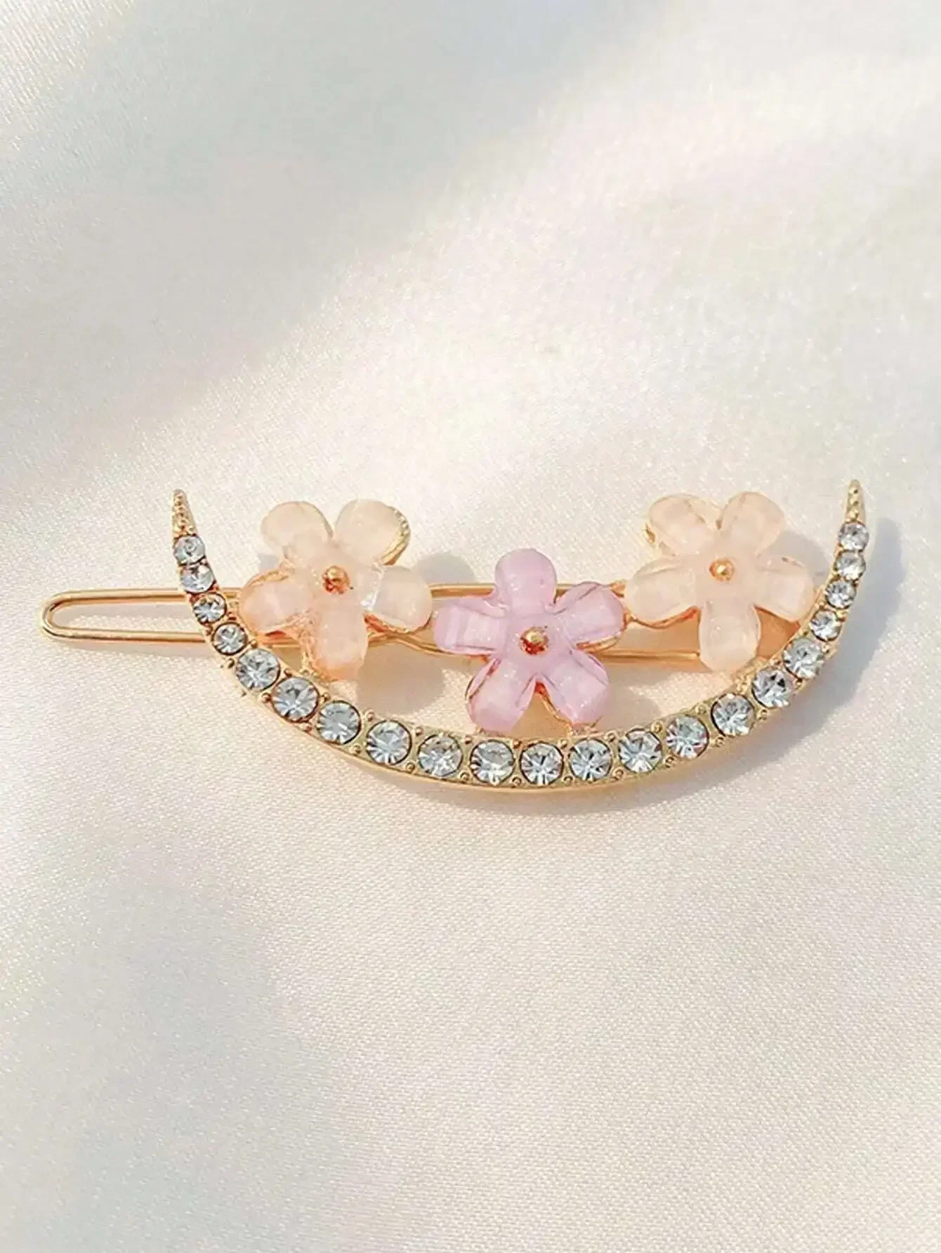 

4pcs Floral Hair Clips Barrettes with Crystal and Pearl Decorations for Women