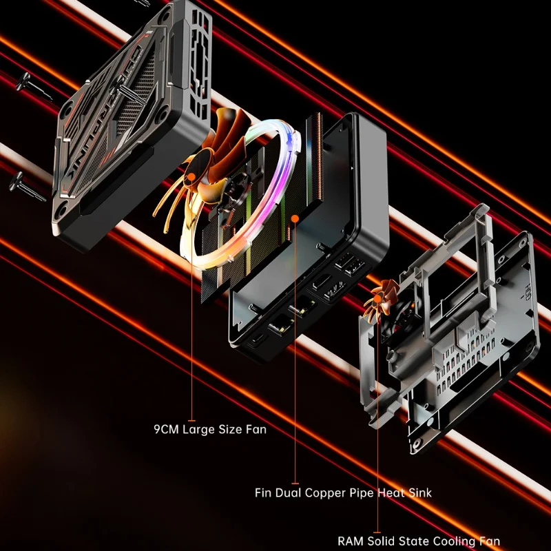 Imagem -06 - Bebepc-mini Ventilador para pc Amd Ryzen 7840hs Ddr5 Wifi6 2lan 4k hd dp Tipo-c Usb Pcie4.0 Linux Windows 10 11 Computador Portátil Gamer