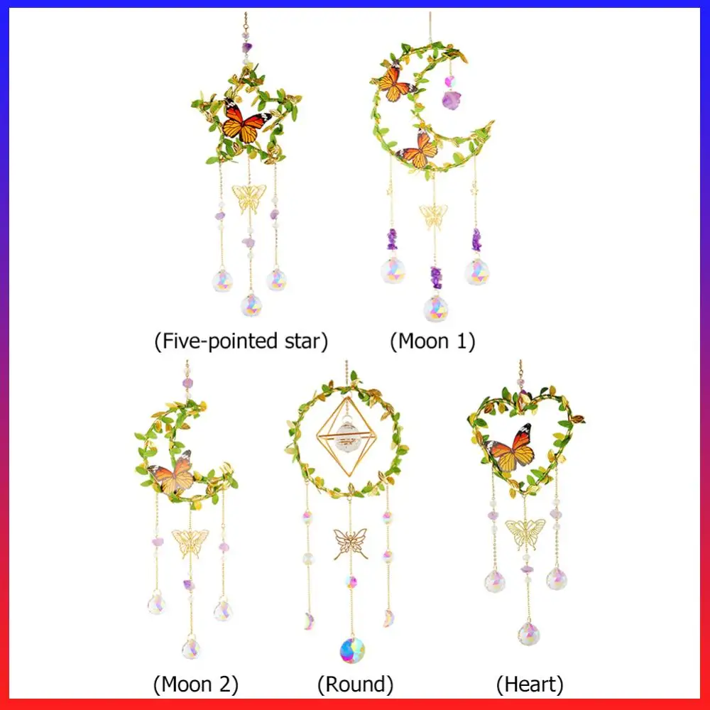 

Crystal Wind Chime Star Moon Round Heart Crystal Prisms Pendant Creative Rainbow Maker Ornament for Wedding Decoration