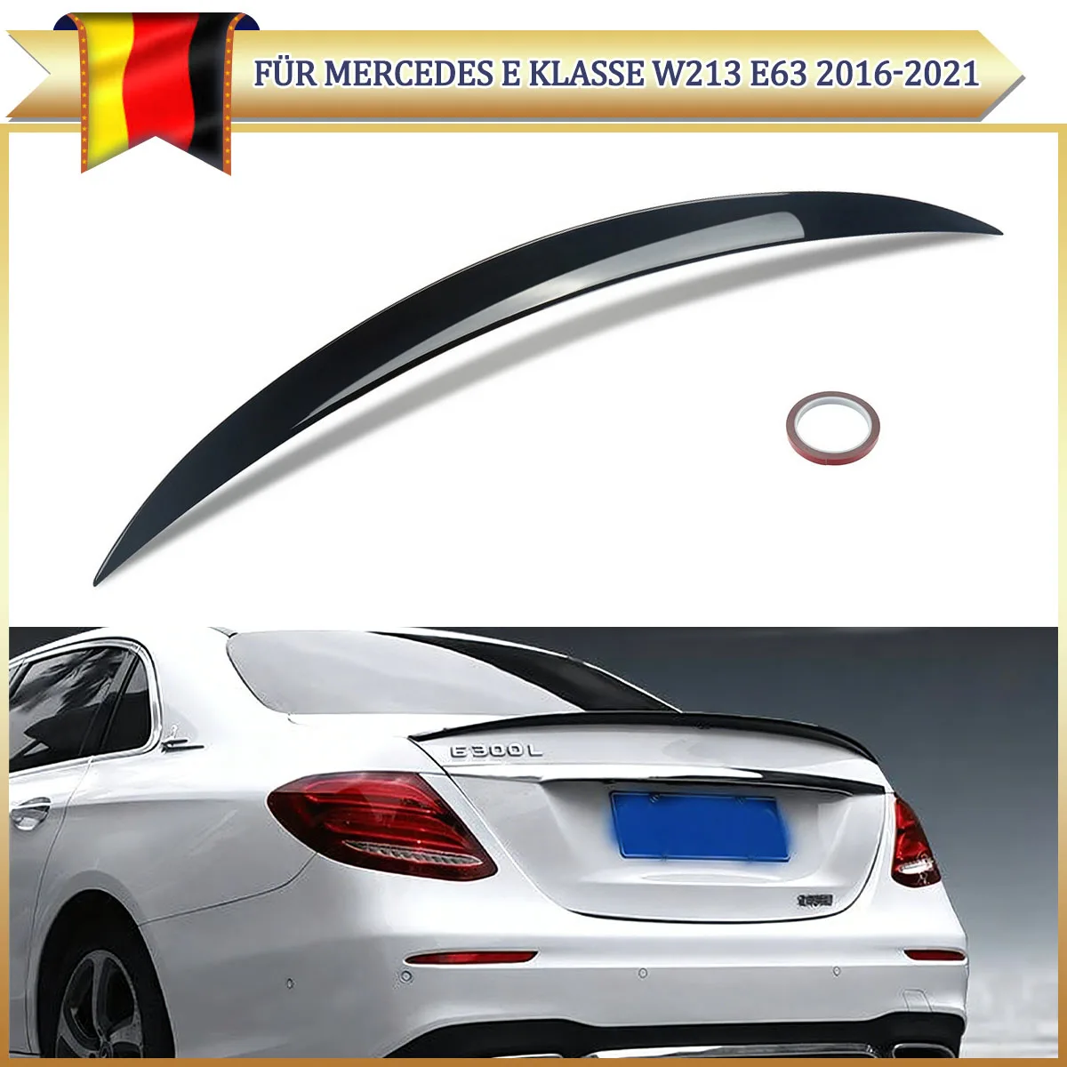 Image of Heckklappenspoiler Ducktail Dachflügel für Mercedes Benz E-Klasse W213 Limousine E180 E200 E220 E350 E400 C63 AMG 2016-2023