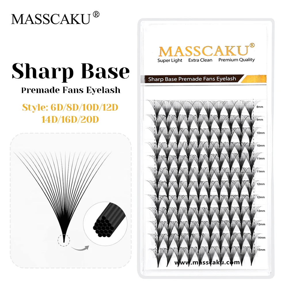 Customized Private Packaging Wispy Sharp Narrow Stem Eyelash Premium Velvet Fiber Thin Root Pointy Base Eyelashes by MASSCAKU