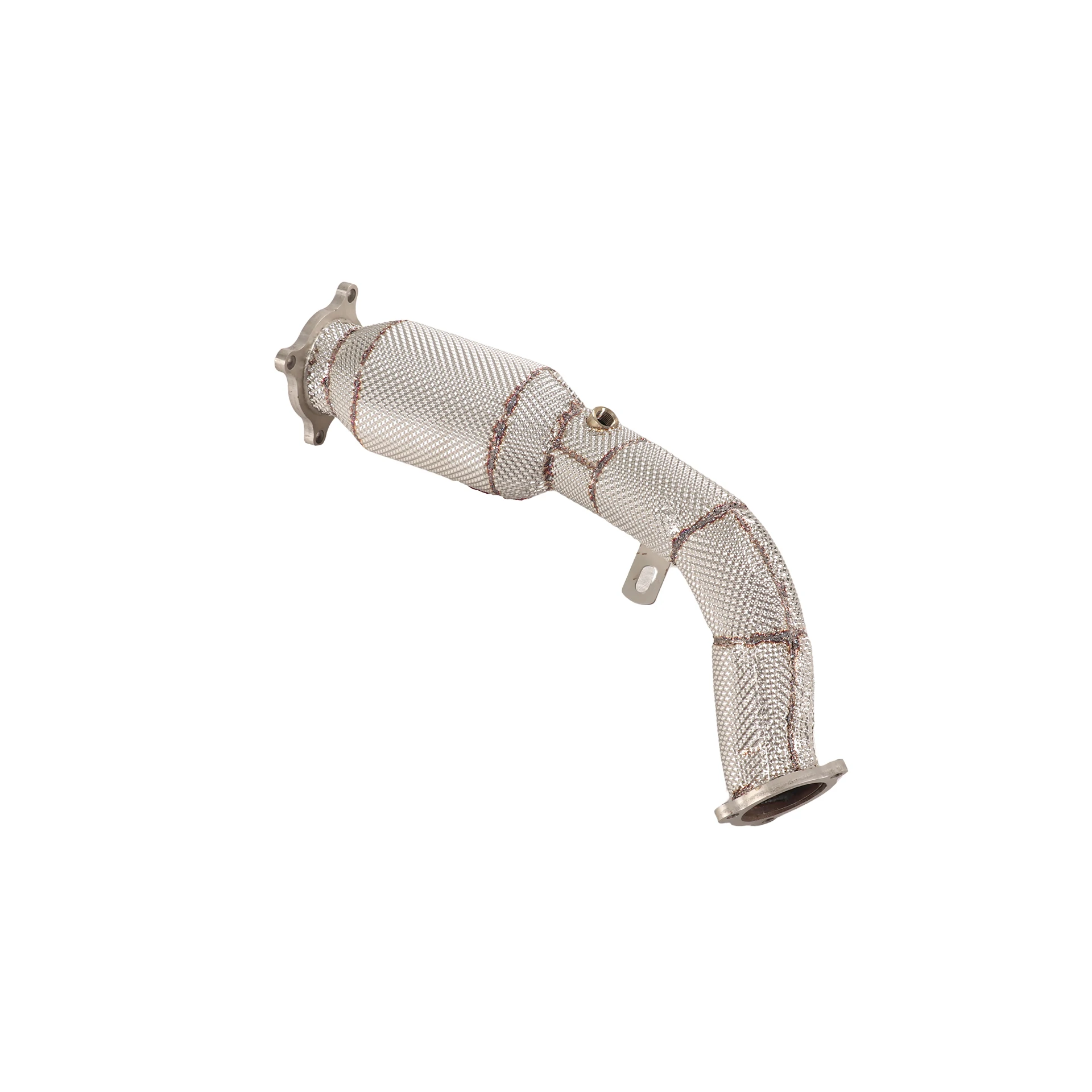 High-Performance Stainless Steel Exhaust Downpipe With Insulated Catalyst Heat Shield For Audi A4 A5 B8 2.0T