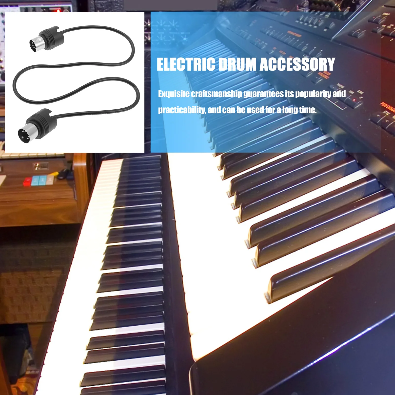 

Кабель MIDI (штекер-штекер) профессиональный для клавишных инструментов, аудиокабель для электронного пианино, ударных, звуковой карты, записи