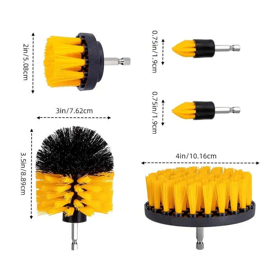 7-Piece Drill Brush Attachment Set – Reusable, durable plastic; suitable for cleaning yards, cars,general household cleaning.