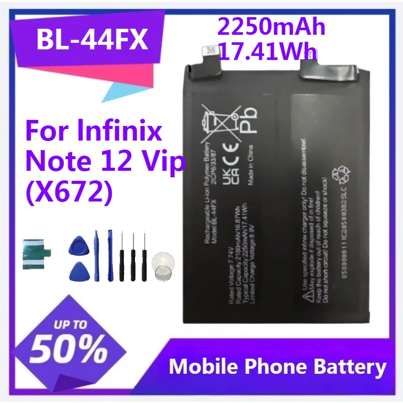 BL-44FX Replacement Battery for Lnfinix Note 12 Vip (X672) 2250mAh Mobile Phone Battery