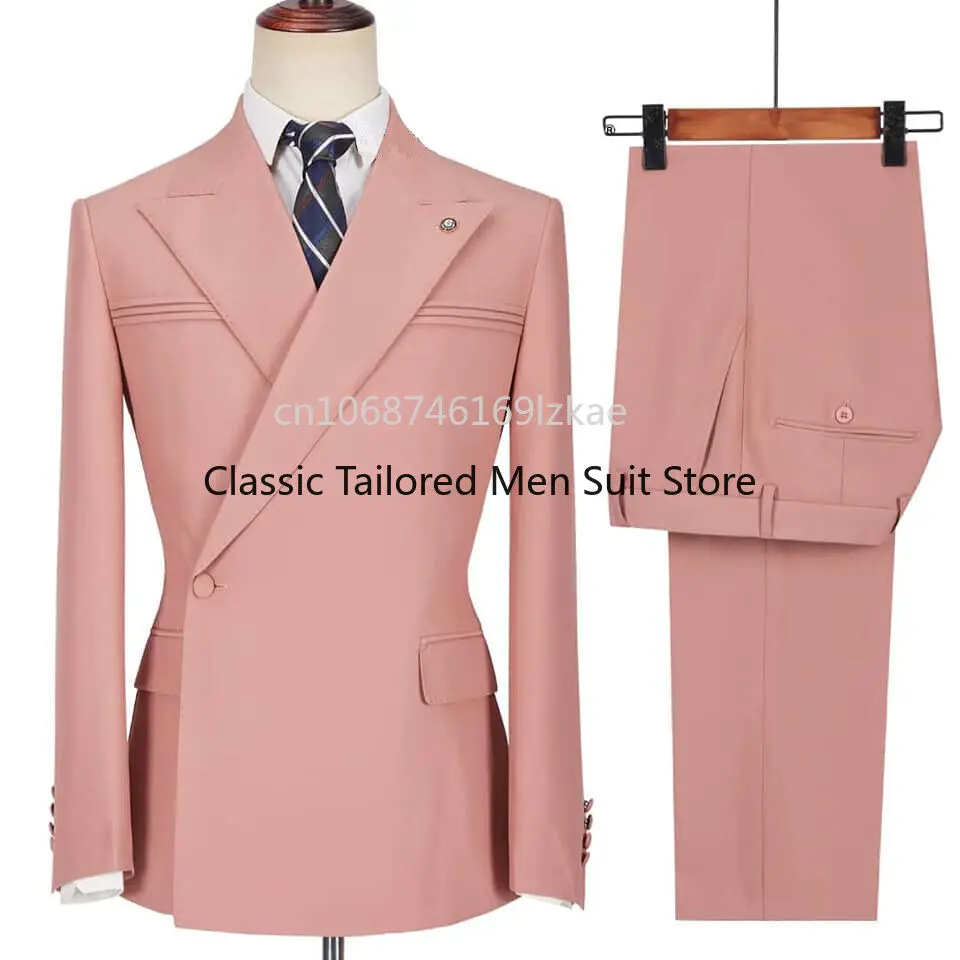 New Arrival Men Suits Double Breasted Wedding Groom Tuxedo Slim Fit 2 Pieces