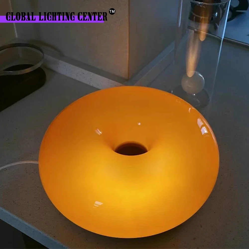 Imagem -04 - Donut Touch Switch Lâmpada de Parede Iluminação Led Interior Branco Laranja Sala de Estar Quarto Casa Luz Decorativa 110220v